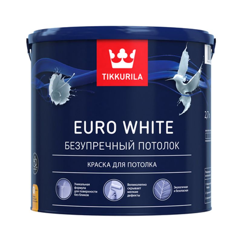 фото Краска tikkurila euro white для потолка 2.7л