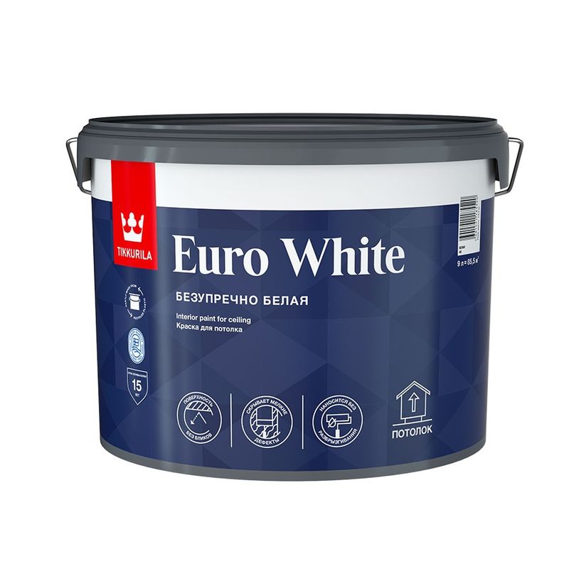 фото Краска tikkurila euro white для потолка 9л