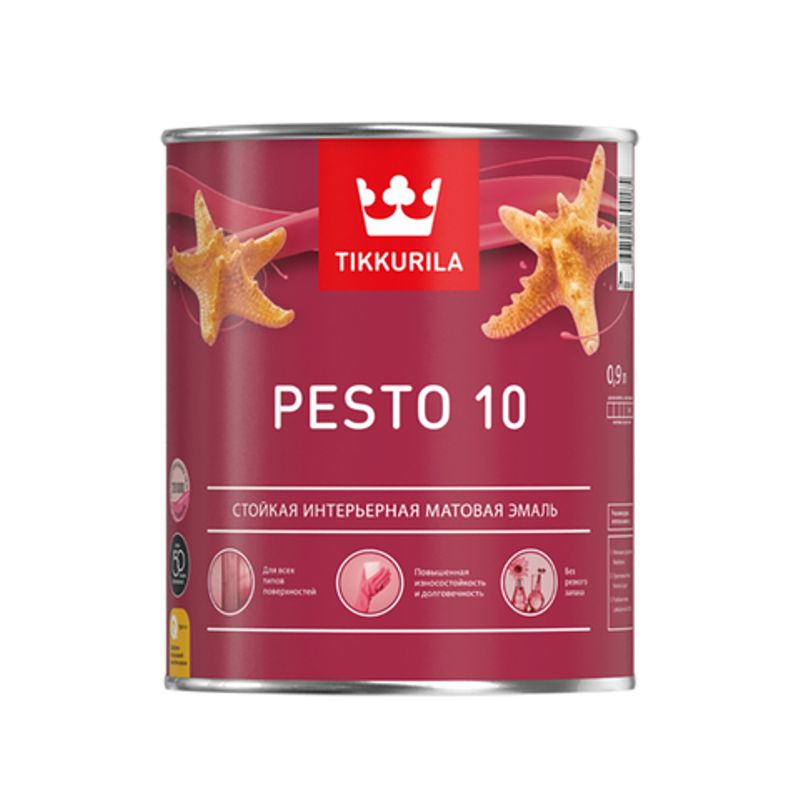 Эмаль без резкого запаха Tikkurila Pesto 10 база С 9 л