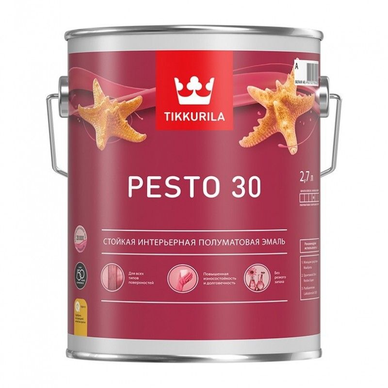 фото Эмаль без резкого запаха tikkurila pesto 30 база c 2.7л