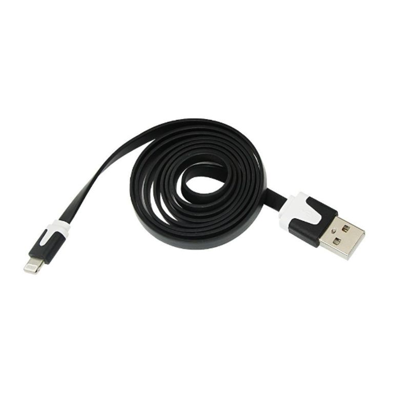 USB кабель для iPhone 5/6/7 моделей slim шнур плоский 1м белый