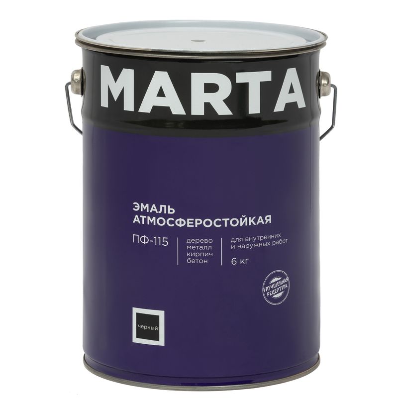 Эмаль MARTA ПФ-115 черная 6 кг