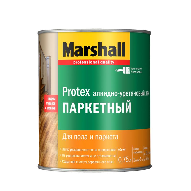 фото Лак паркетный marshall protex глянцевый, 0,75 л