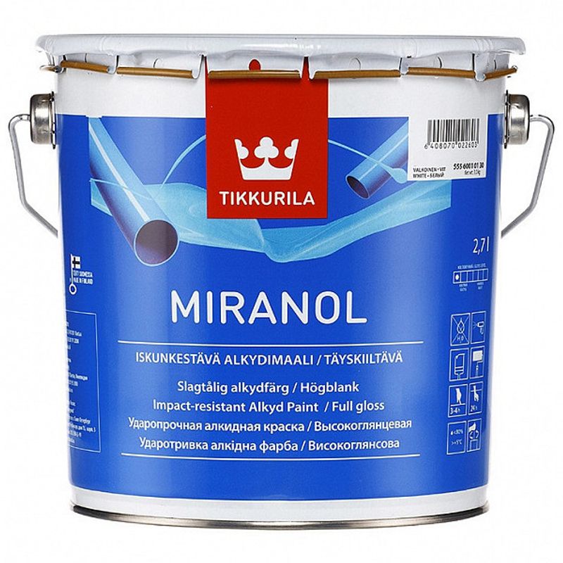 фото Эмаль tikkurila miranol база с высокоглянцевая 2,7 л