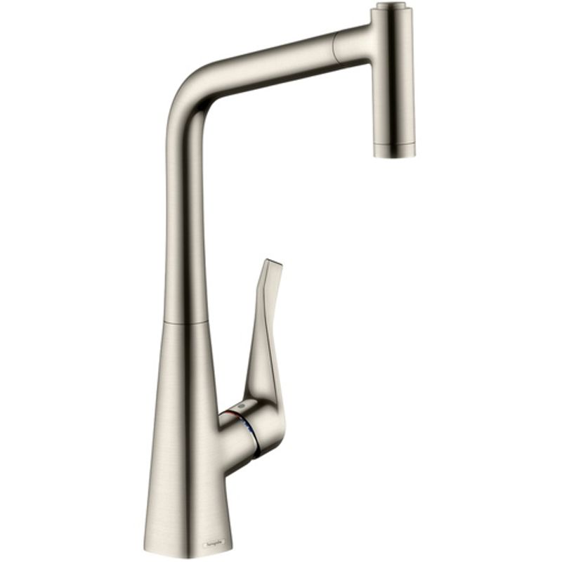 фото Смеситель для кухни hansgrohe metris 14820800 с выдвижным изливом