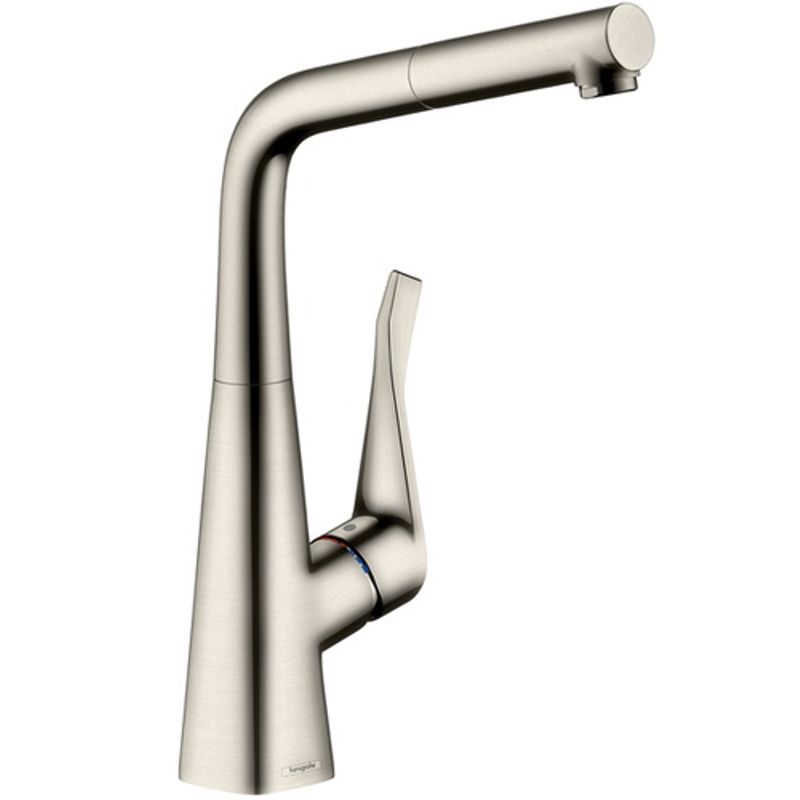 фото Смеситель для кухни hansgrohe metris 14821800 с выдвижным изливом