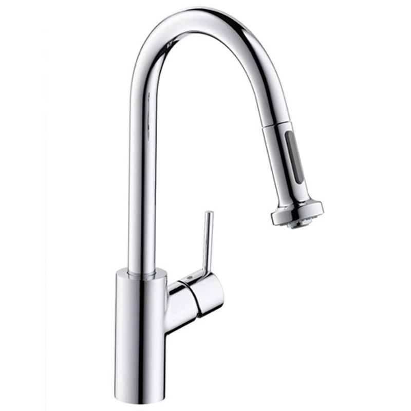 фото Смеситель для кухни hansgrohe talis s2 variarc 14877000 с выдвижным изливом