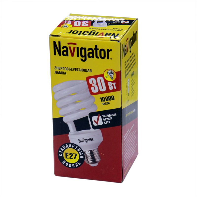 Лампа энергосберегающая 30Вт Е27 холодный свет NAVIGATOR