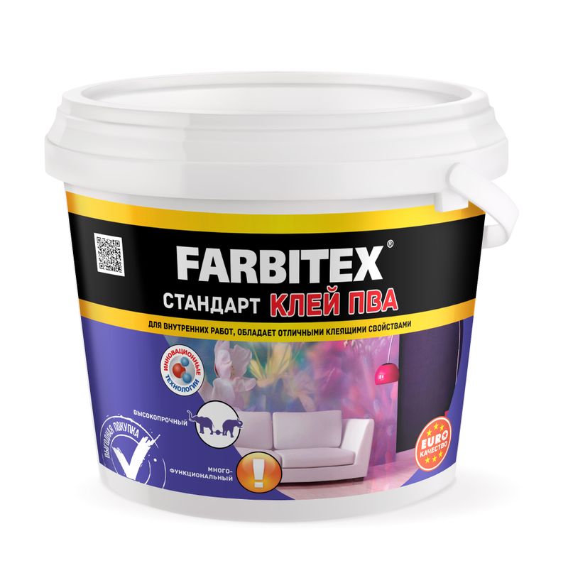 фото Клей пва стандарт fabritex, 0,75 кг farbitex