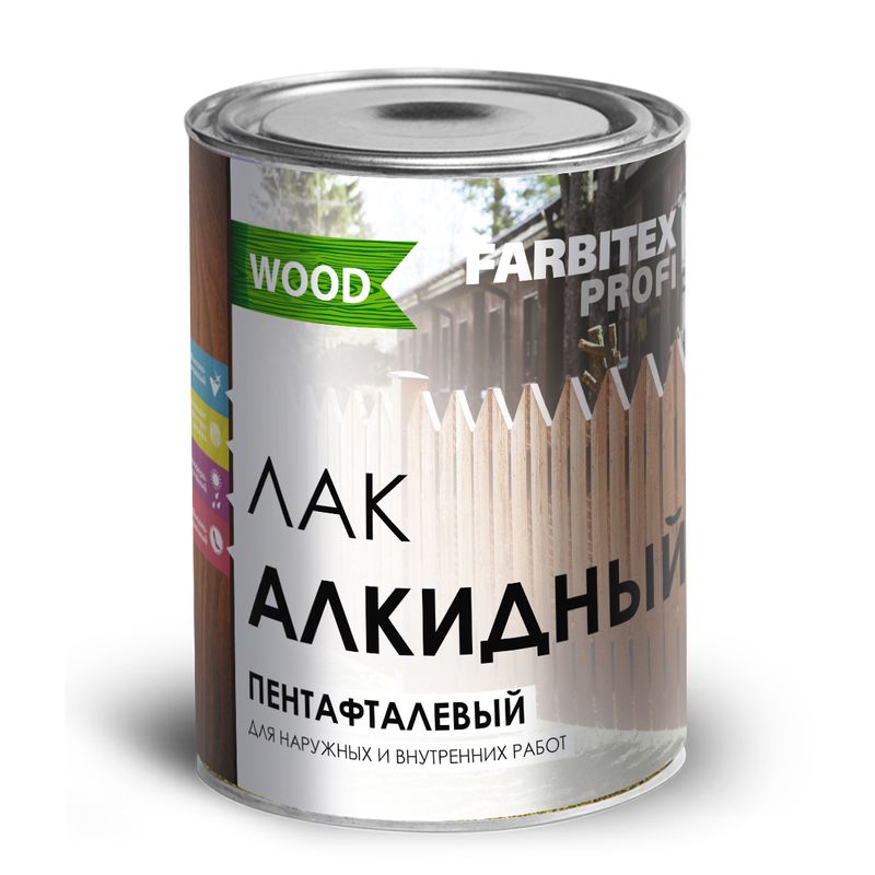 фото Лак алкидный пентафталевый высокоглянцевый farbitex профи wood 0,9 л