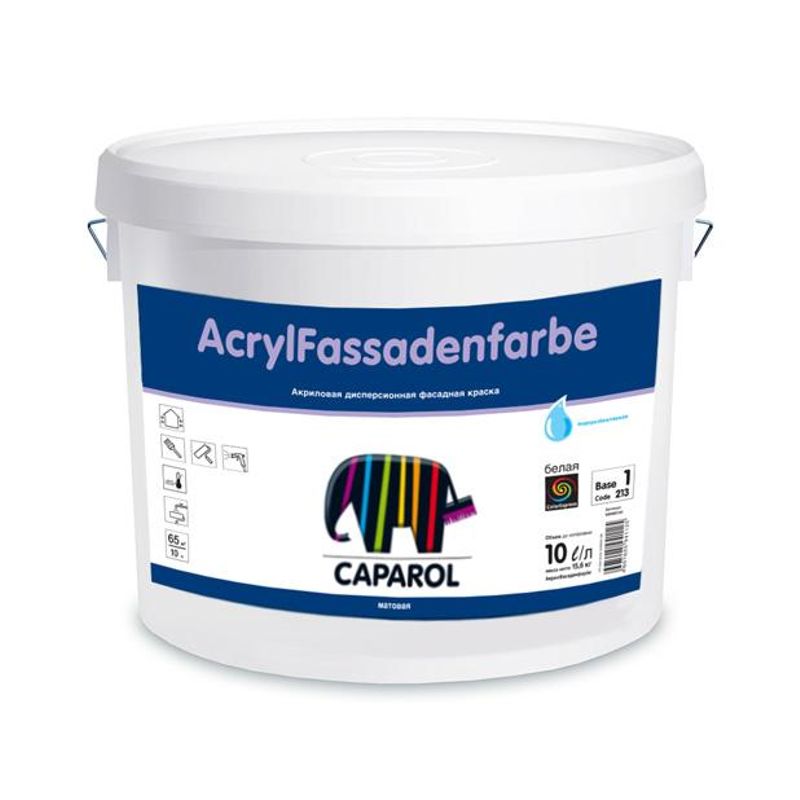 фото Краска фасадная caparol acryl fassadenfarbe bas 3, водоразбавляемая, матовая (9,4л)