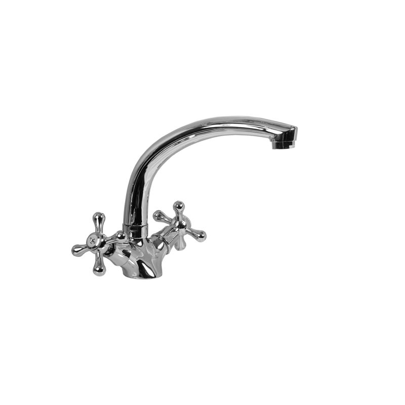 Смеситель для умывальника Н4408 (с 2-я рукоятками, Силумин) Омега