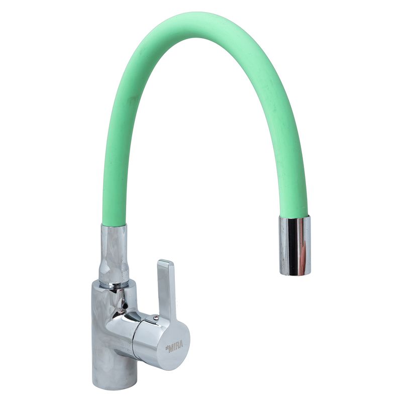 Смеситель д/кухни 5098-5 (однорычаж., R-излив, латунь) Mira (зеленый+хром)