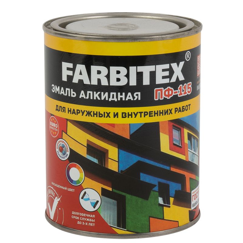 Эмаль ПФ-115 светло-серый (0,8 кг) FARBITEX