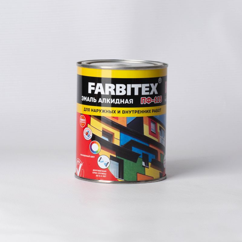 Эмаль Farbitex ПФ-115 черный 0,8 кг