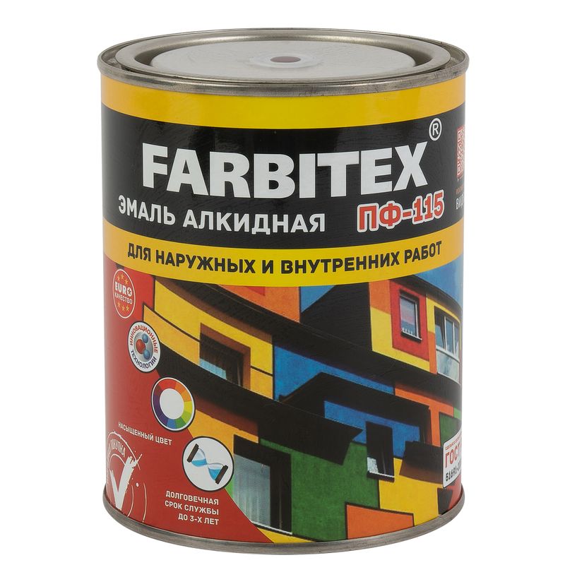 Эмаль ПФ-115 шоколадный (0,8 кг) FARBITEX