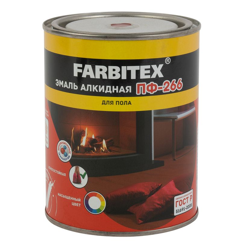Эмаль ПФ-266 красно-коричневый (0,8 кг) FARBITEX