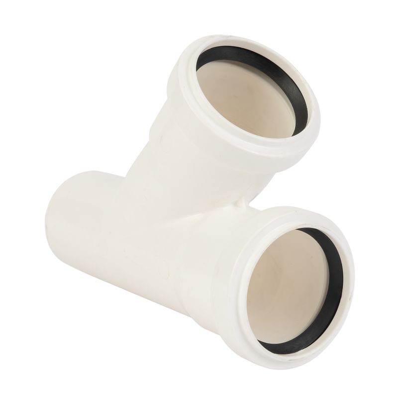 Тройник канализационный 50х50х45гр бесшумная Дигор ЛЮКС белый