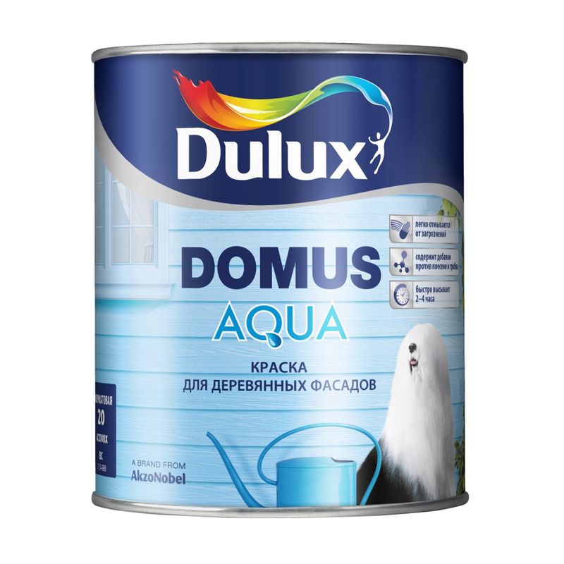 фото Краска dulux domus aqua д/деревянных фасадов, bw 2,5л