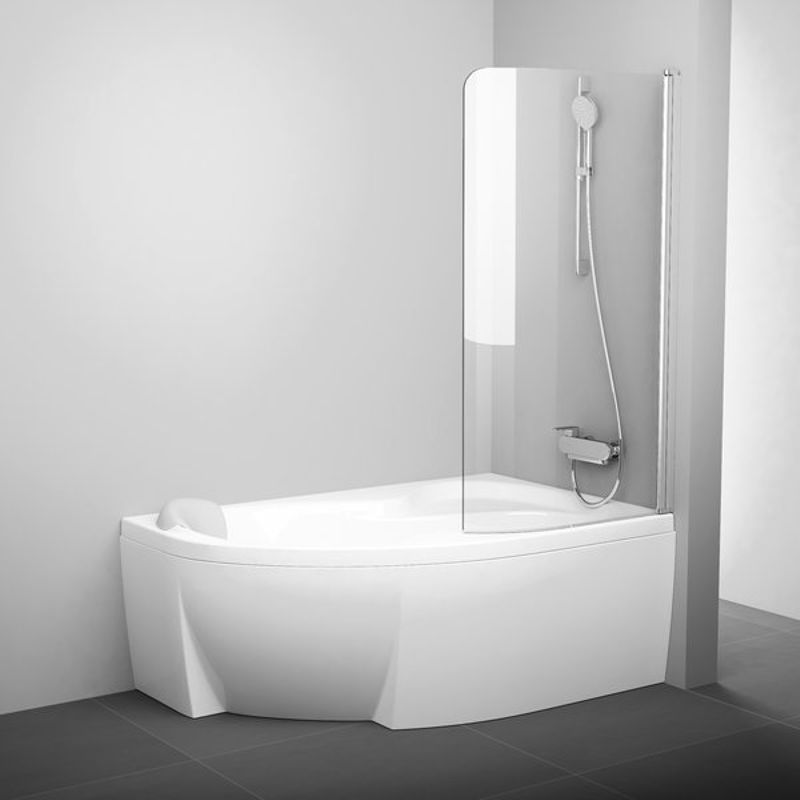 фото Шторка для ванны ravak cvsk1 rosa 160/170 см r (белый + transparent)