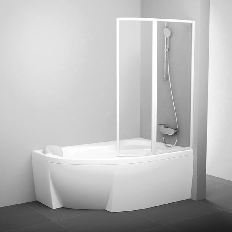 фото Шторка для ванны ravak vsk2 rosa 160 см r (белый + transparent)