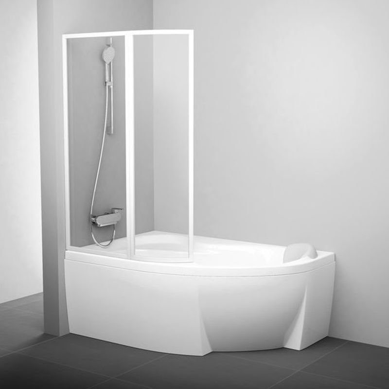фото Шторка для ванны ravak vsk2 rosa 170 см l (белый + transparent)