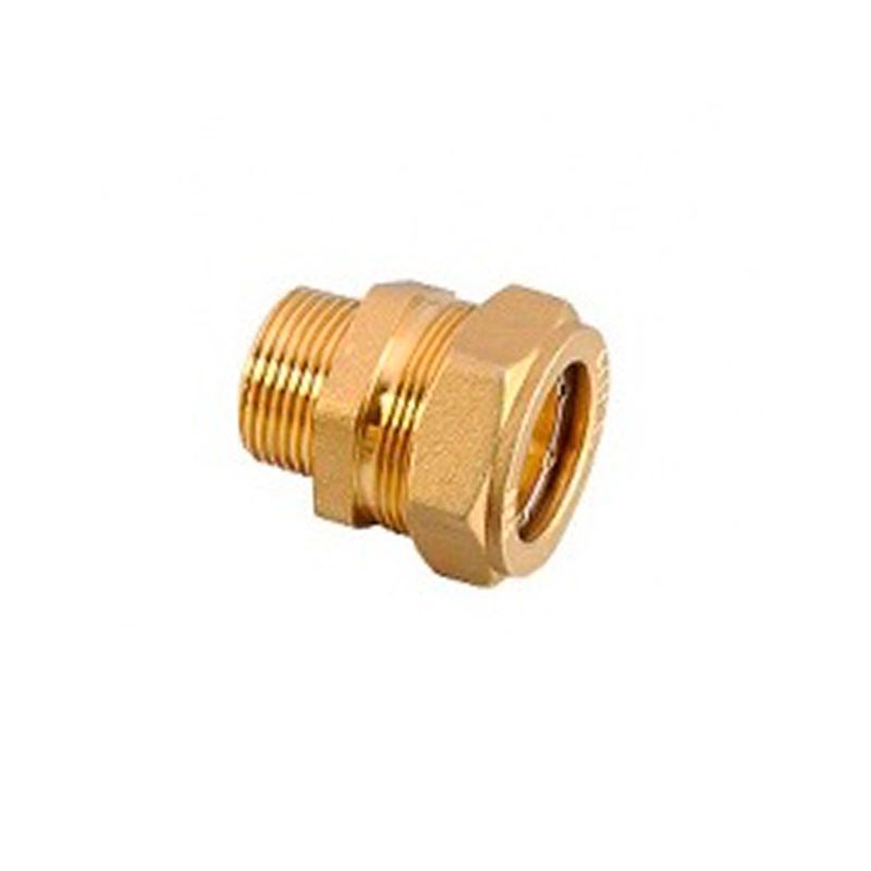 Муфта обжимная латунная для нержавеющей трубы 20х1/2" НР, Lavita                                  