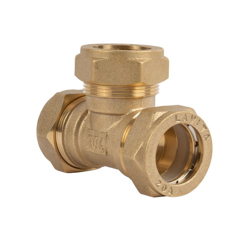 Тройник обжимной латунный для нержавеющей трубы 20х20х20, Lavita                                  