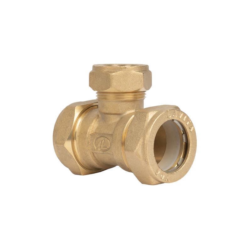 Тройник обжимной латунный для нержавеющей трубы 20х15х20, Lavita                                  