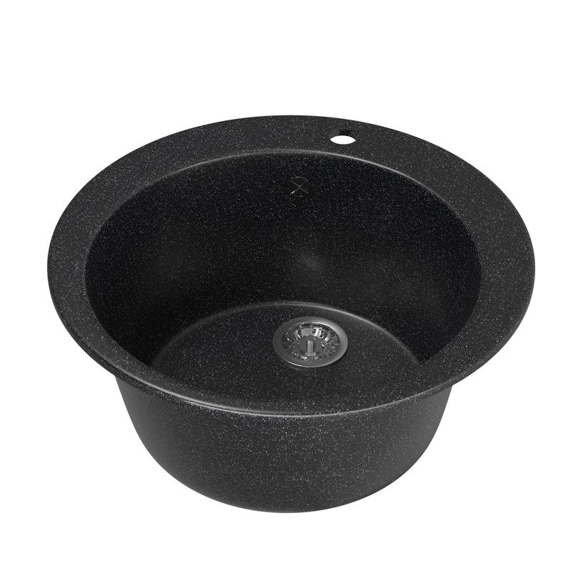 Мойкa ML-GM13 круглая черная (308) 495мм (глуб. чаши 190)