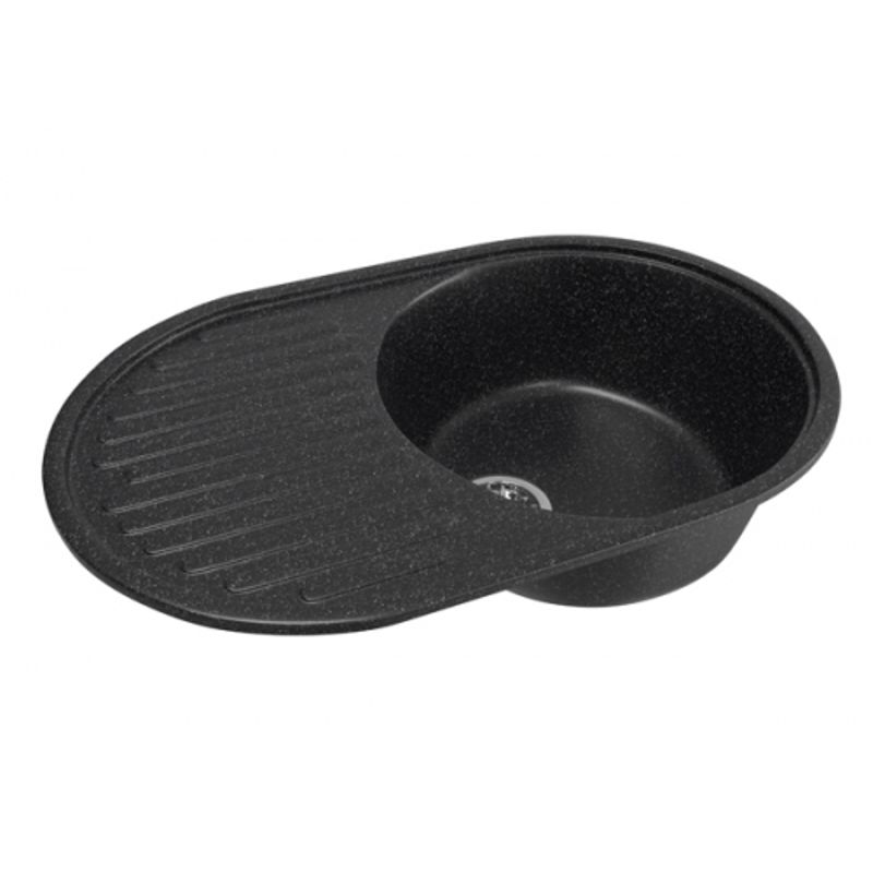 Мойка ML-GM16 овальная с крылом черная (308) 455x720x180мм