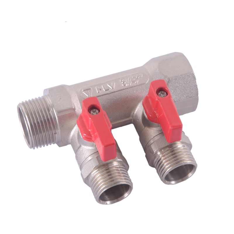 Коллектор с отсекающими кранами 3/4"х2вых. 1/2" НР HLV