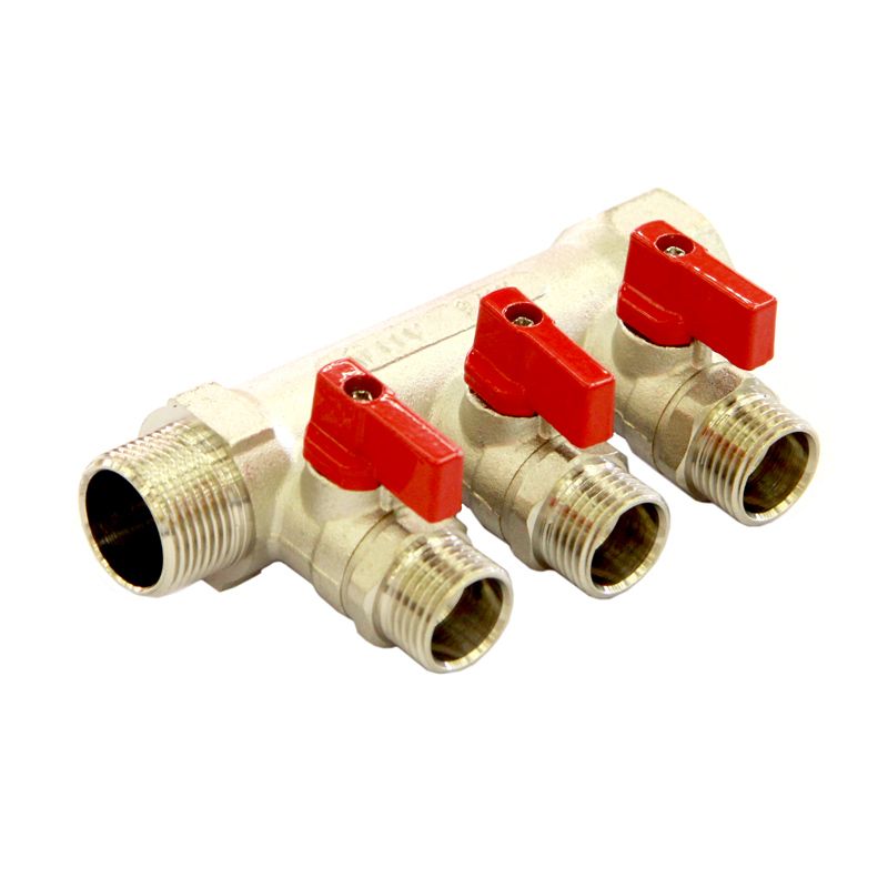 Коллектор с отсекающими кранами 3/4"х3вых. 1/2" НР HLV