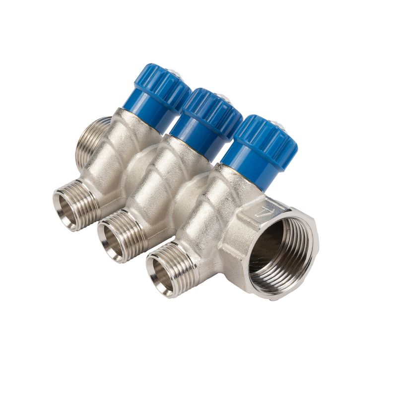 Коллектор с регулир. вентилями 1"x3вых. 1/2" НР HLV