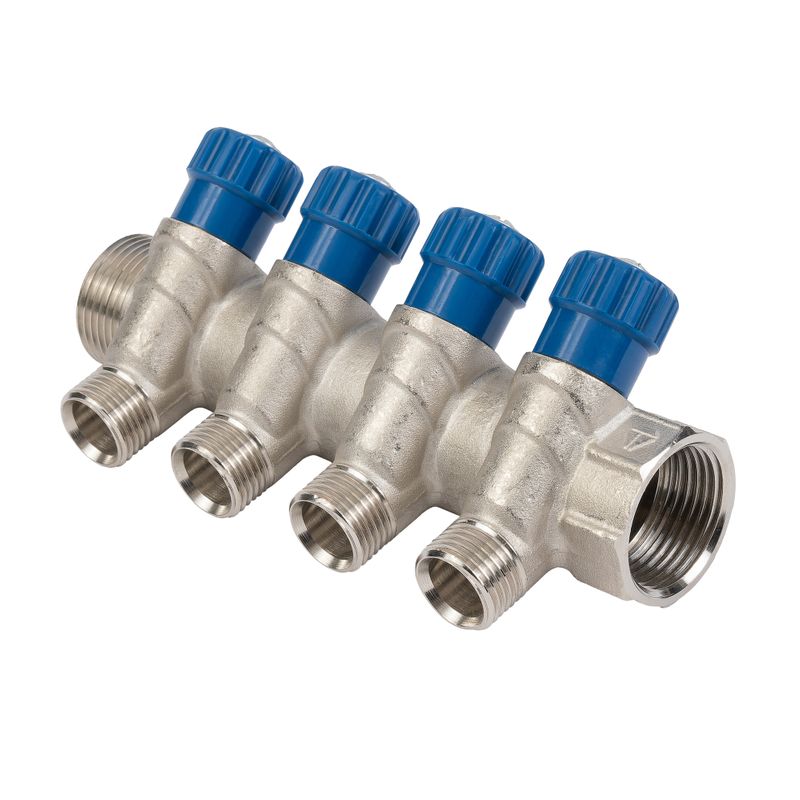 Коллектор с регулир. вентилями 1"x4вых. 1/2" НР HLV