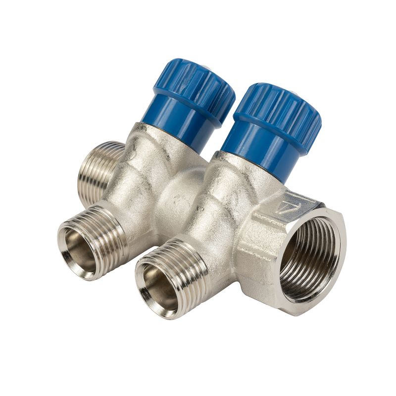 Коллектор с регулир. вентилями 3/4"х2вых. 1/2" НР HLV