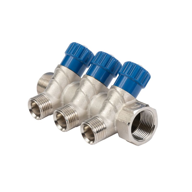 Коллектор с регулир. вентилями 3/4"х3вых. 1/2" НР HLV