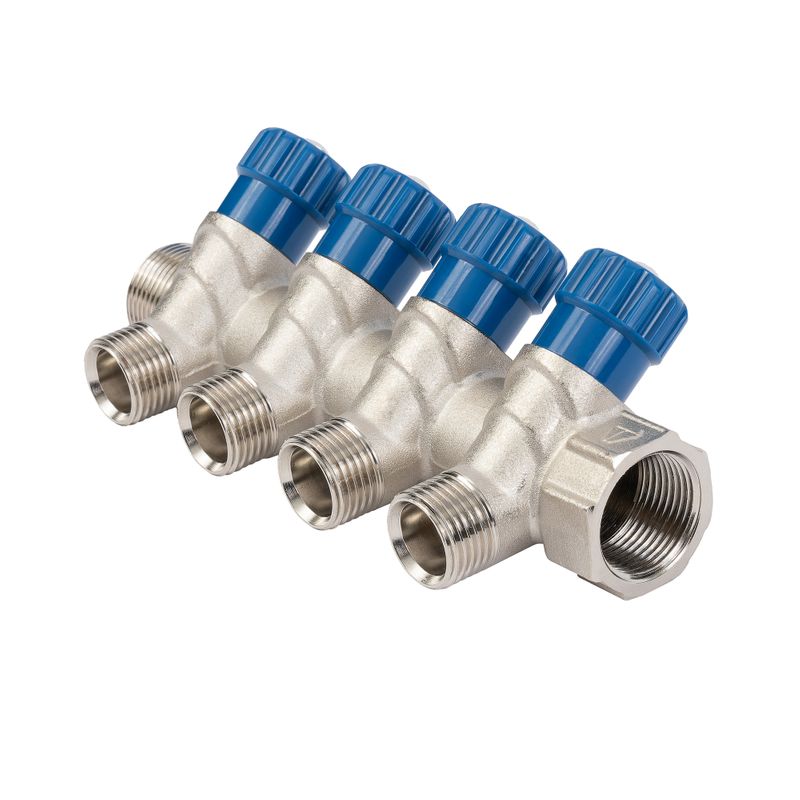 Коллектор с регулир. вентилями 3/4"х4вых. 1/2" НР HLV