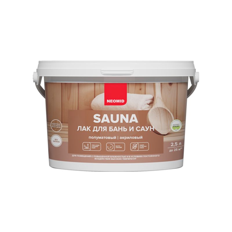 фото Лак для бань и саун neomid sauna, 2,5 л