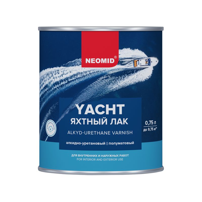 фото Лак яхтный neomid yacht алкидно-уретановый полуматовый, 0,75 л