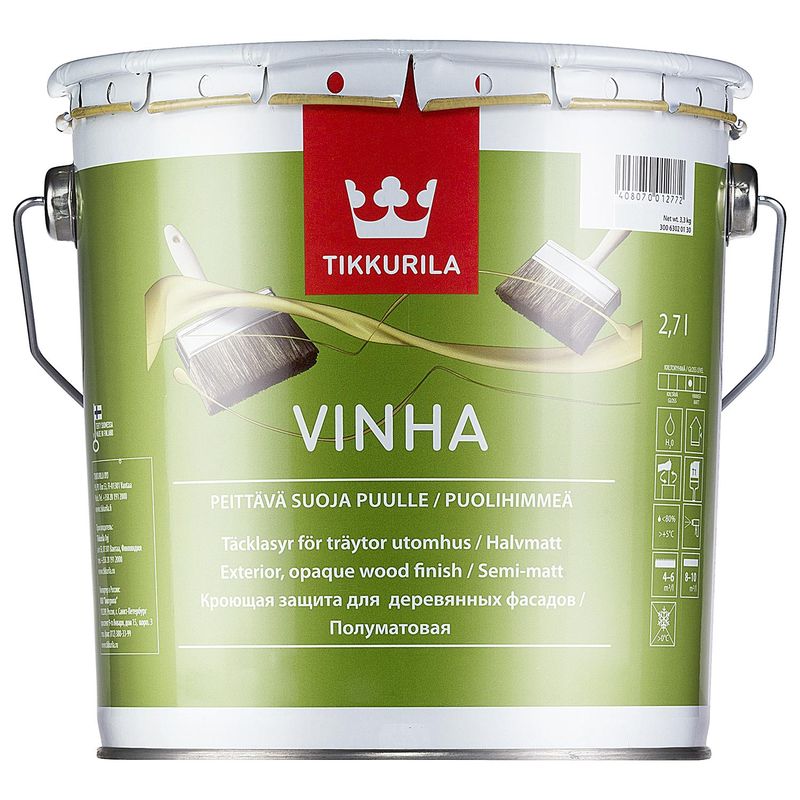 фото Антисептик кроющий tikkurila vinha, п/мат., база с, 2,7л