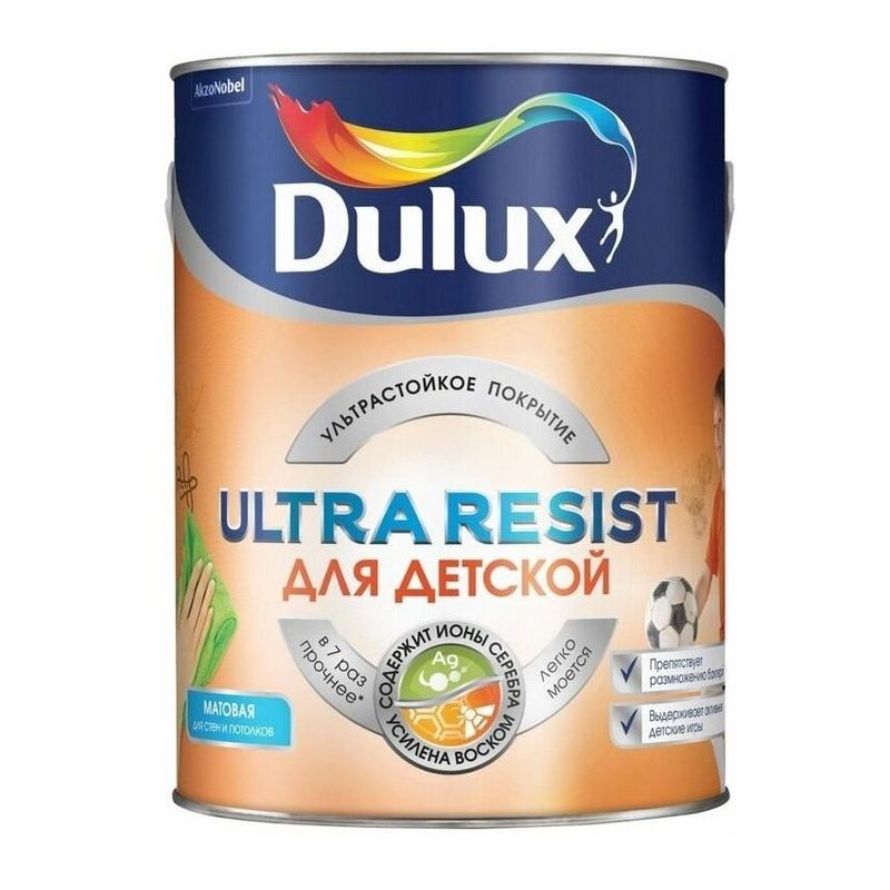 фото Краска для детской dulux ultra resist матовая bc, 2,25 л