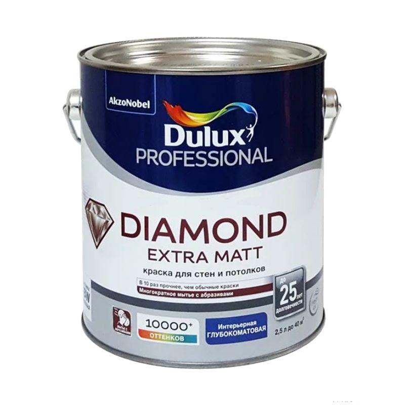 фото Краска dulux professional diamond matt матовая bw, 2,5 л