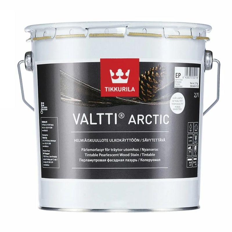 фото Лазурь фасадная tikkurila valtti arctic с натуральным маслом, перламутровая 2,7 л