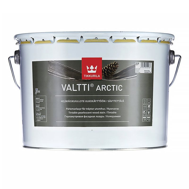 фото Лазурь фасадная tikkurila valtti arctic с натуральным маслом, перламутровая 9 л