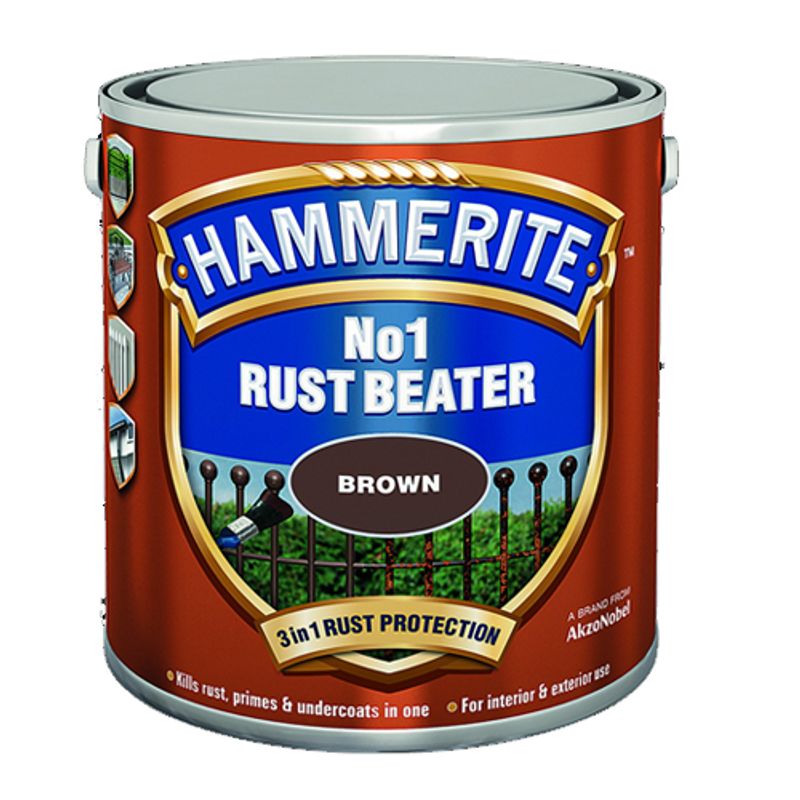 фото Грунт антикоррозийный для черных металлов hammerite rust beater №1, коричневый, 2,5 л