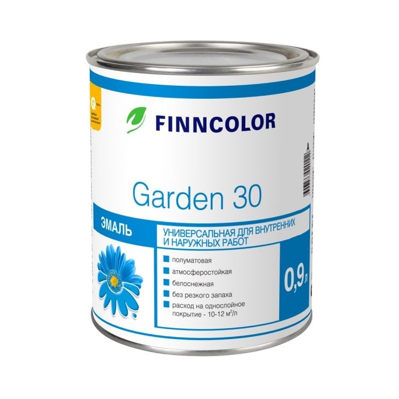 фото Эмаль алкидная finncolor garden 30 полуматовая база a 0,9 л