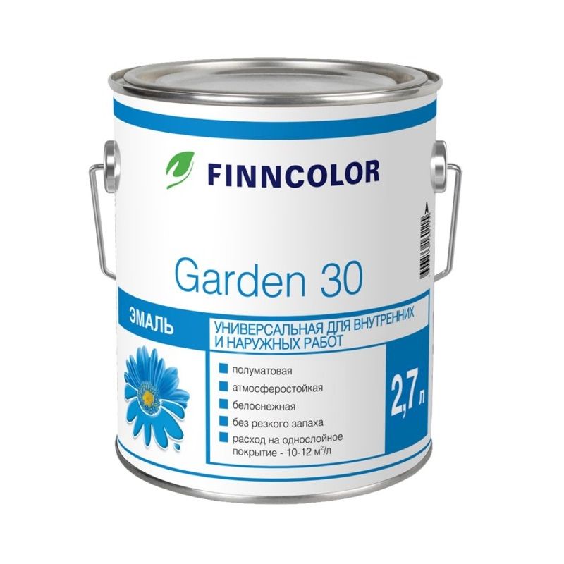 фото Эмаль алкидная finncolor garden 30 полуматовая база a 2,7 л