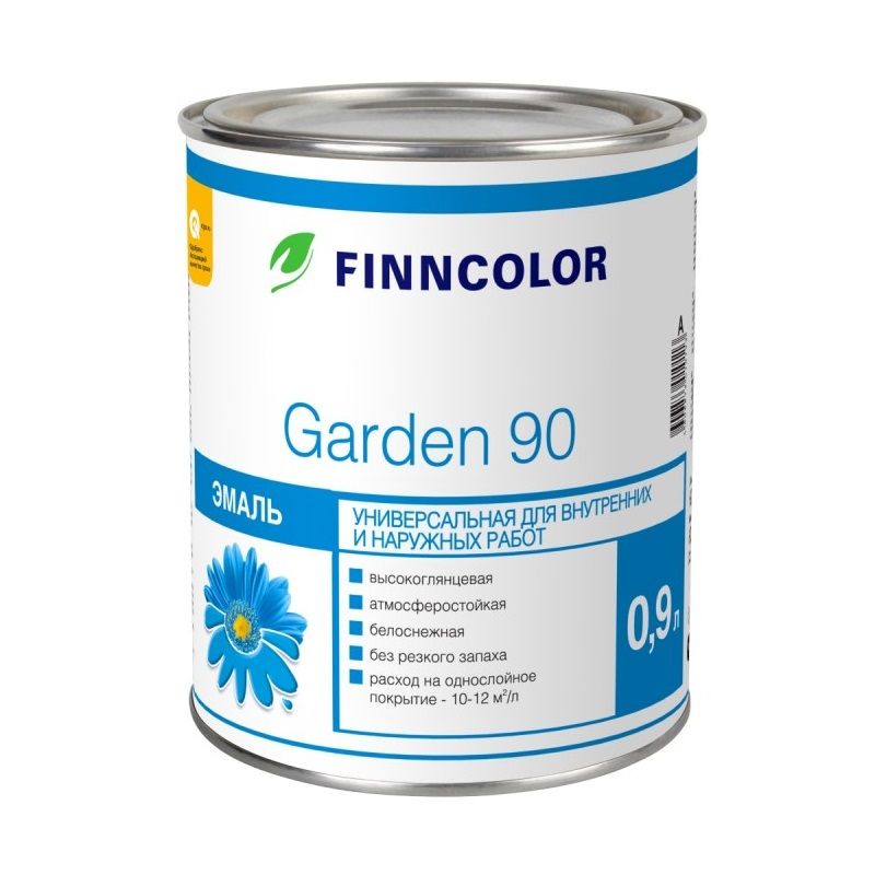 фото Эмаль алкидная finncolor garden 90 высокоглянцевая база a 0,9 л