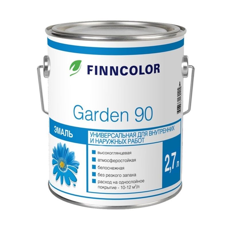 фото Эмаль алкидная finncolor garden 90 высокоглянцевая база c 2,7 л